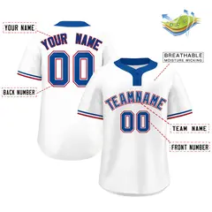 White Royal-Red Two-Button Softball Jersey 2