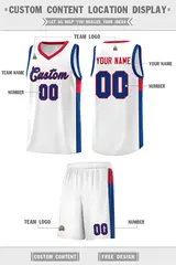 White Royal Red Two-Tone Side Classic Basketball Jersey 2
