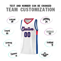 White Royal Red Two-Tone Side Classic Basketball Jersey 4