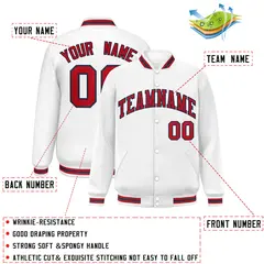 White Royal-Red Two Tone Varsity Letterman Full-Snap Jacket 2