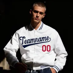 White Royal-Red Varsity Full-Snap Letterman Jacket 1