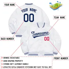 White Royal-Red Varsity Full-Snap Letterman Jacket 3