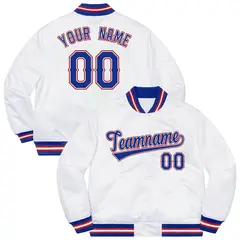 White Royal-Red Varsity Full-Snap Letterman Jacket