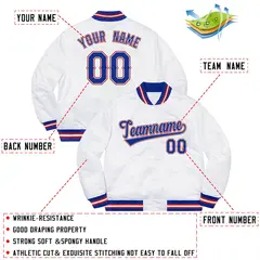 White Royal-Red Varsity Full-Snap Letterman Jacket 2