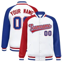White Royal-Red Varsity Raglan Letterman Bomber Jacket 1