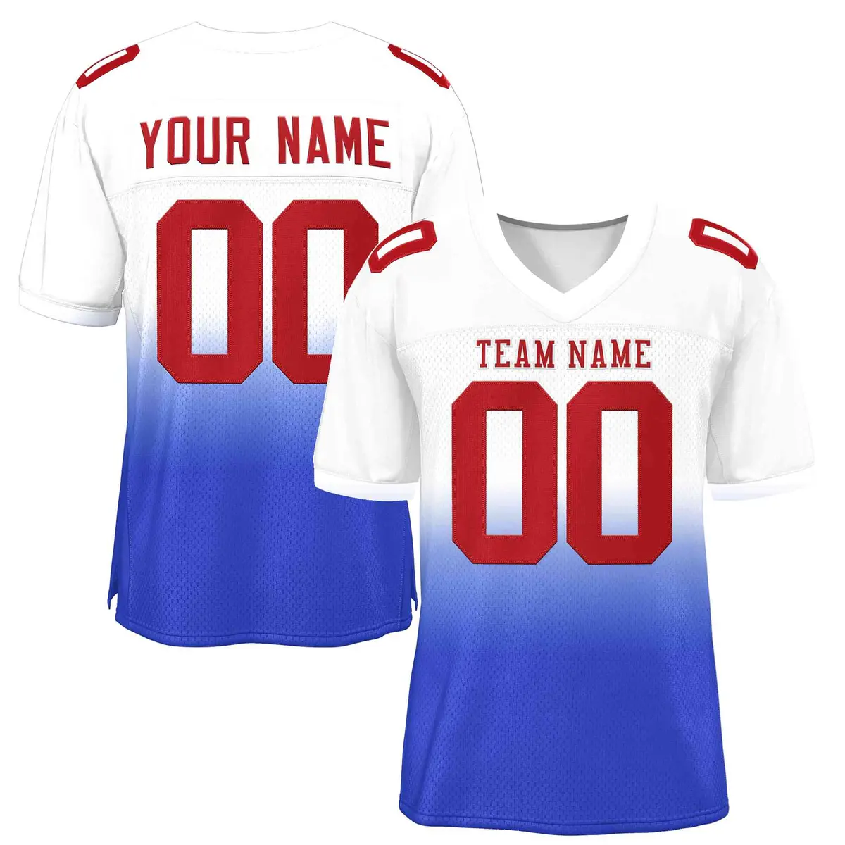 White Royal Red-White Gradient Football Jersey