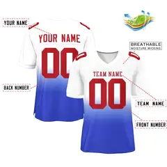 White Royal Red-White Gradient Football Jersey 2