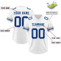 White Royal Retro Sleeve Line Authentic Football Jersey 2