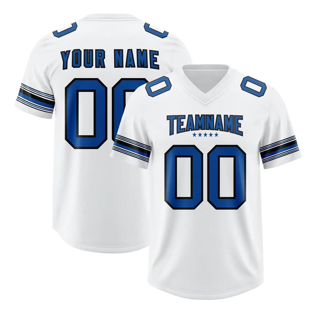 White Royal Retro Sleeve Line Authentic Football Jersey
