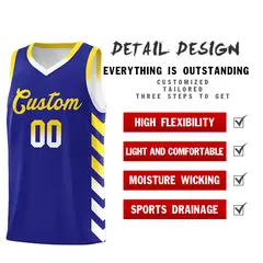 White Royal Reversible Basketball Kits - Side Arrow Royal Gold Gradient 3