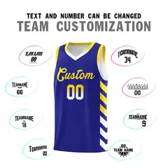 White Royal Reversible Basketball Kits - Side Arrow Royal Gold Gradient 4