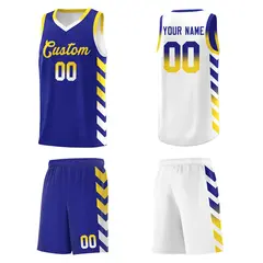 White Royal Reversible Basketball Kits - Side Arrow Royal Gold Gradient 5