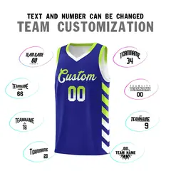 White Royal Reversible Basketball Kits - Side Arrow Royal Neon Green Gradient 4