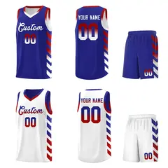White Royal Reversible Basketball Kits - Side Arrow Royal Red Gradient 2