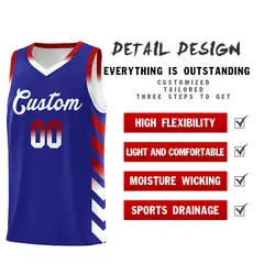 White Royal Reversible Basketball Kits - Side Arrow Royal Red Gradient 3