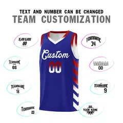 White Royal Reversible Basketball Kits - Side Arrow Royal Red Gradient 4