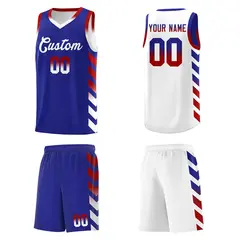 White Royal Reversible Basketball Kits - Side Arrow Royal Red Gradient 5