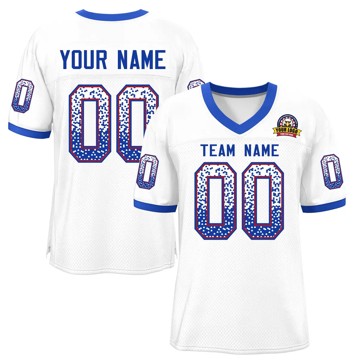 White Royal-Scarlet Drift Fashion Mesh Football Jersey