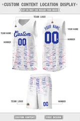 White Royal Scratches Pattern Basketball Jersey 2