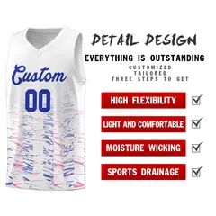 White Royal Scratches Pattern Basketball Jersey 4