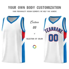 White Royal Side Design Basketball Sports Uniform Jersey 3
