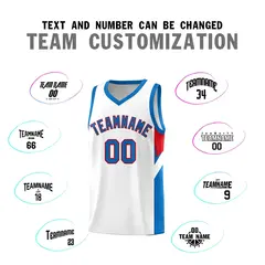 White Royal Side Design Basketball Sports Uniform Jersey 4