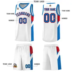 White Royal Side Design Basketball Sports Uniform Jersey 5