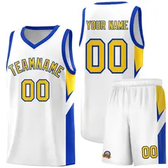 White Royal Side Design Basketball Sports Uniform Jersey 1
