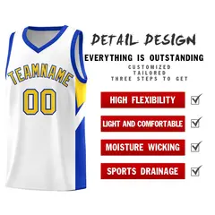 White Royal Side Design Basketball Sports Uniform Jersey 2
