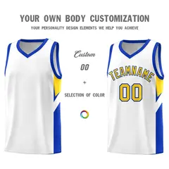 White Royal Side Design Basketball Sports Uniform Jersey 3