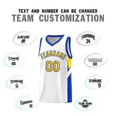 White Royal Side Design Basketball Sports Uniform Jersey 4