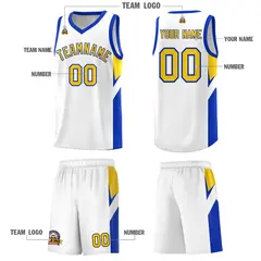 White Royal Side Design Basketball Sports Uniform Jersey 5