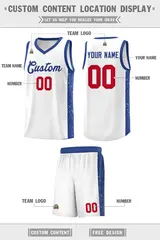 White Royal Side Splash Basketball Uniform Jersey 2