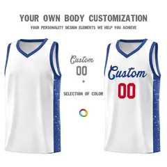 White Royal Side Splash Basketball Uniform Jersey 3