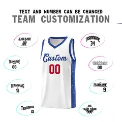 White Royal Side Splash Basketball Uniform Jersey 4