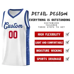 White Royal Side Splash Basketball Uniform Jersey 5