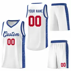 White Royal Side Splash Basketball Uniform Jersey 6
