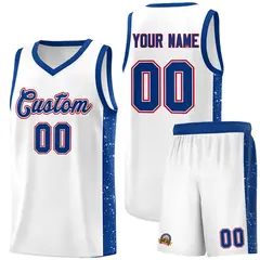 White Royal Side Splash Basketball Uniform Jersey 1