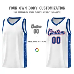 White Royal Side Splash Basketball Uniform Jersey 3