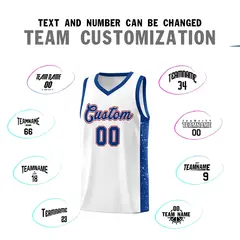White Royal Side Splash Basketball Uniform Jersey 4