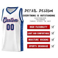White Royal Side Splash Basketball Uniform Jersey 5