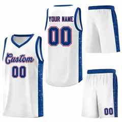 White Royal Side Splash Basketball Uniform Jersey 6