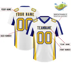 White Royal Side Stripe Authentic Football Jersey 2