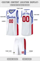 White Royal Side Stripe Sports Uniform Basketball Jersey 2