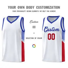 White Royal Side Stripe Sports Uniform Basketball Jersey 3