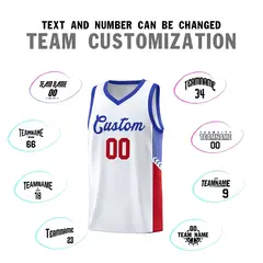 White Royal Side Stripe Sports Uniform Basketball Jersey 4
