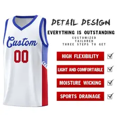 White Royal Side Stripe Sports Uniform Basketball Jersey 5