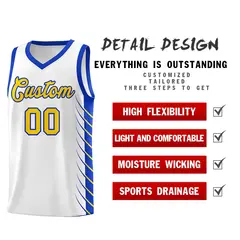 White Royal Side Symmetrical Line Pattern Basketball Jersey 2