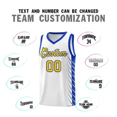 White Royal Side Symmetrical Line Pattern Basketball Jersey 4