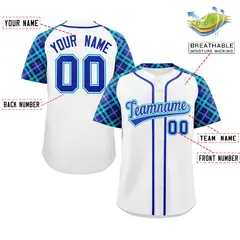 White Royal-Sky Blue Raglan Sleeves Baseball Jersey 2